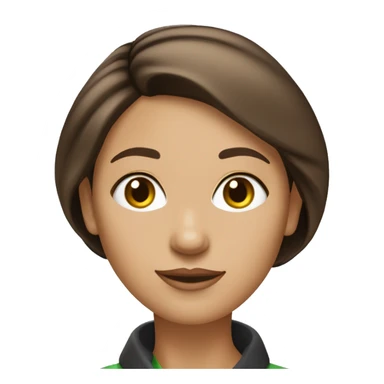 femme de 45 ans, peau blanche, cheveux noirs lisses, cheveux : coupe carré, yeux marrons/verts sticker