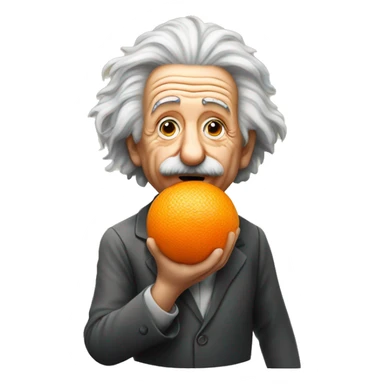 Albert Einstein holding an orange in his hands sticker