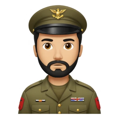 male soldier black hair and beard tyle sticker
