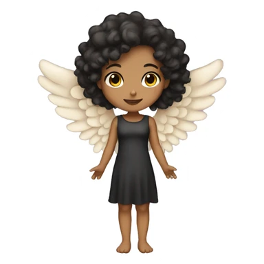tan angel girl with black curls, pretty, wings sticker