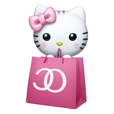 hello kitty head with dior shopping bag  sticker