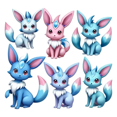 Kawaii Sylveon-Glaceon-Vaporeon-Espeon-Pokemon full body sticker