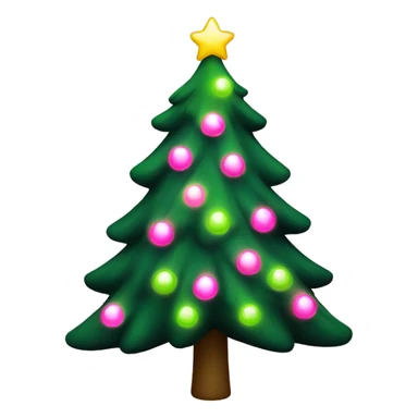 Green christmas tree with pink lights sticker