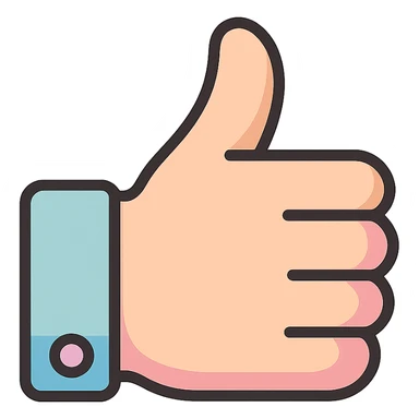 thumbs up, icon-color-outlined style, thin clean outlines, soft rounded shapes, pastel palette #98B5BC, #B5B3C1, #C9A3C9, #E4C0CA, #F7DCD1, #F7C0AA, detailed shadows and highlights, soft lighting, no background, variant 1 sticker