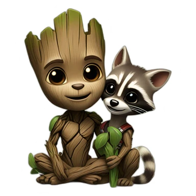 baby groot and rocket racoon sticker