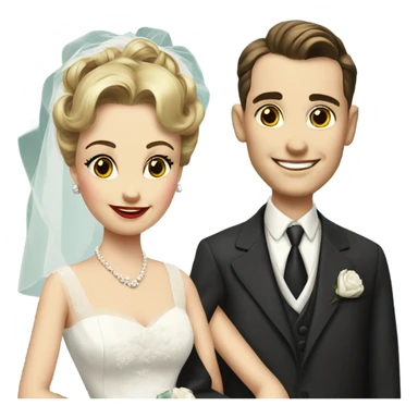 realsitc 1950's Bride & Groom sticker