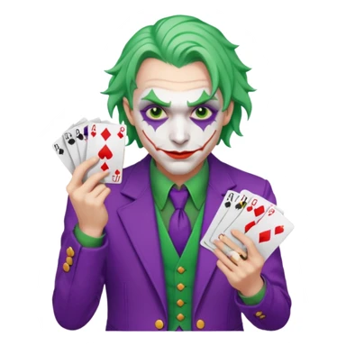 Faça um emoji bem real do Jocker com cartas na mao sticker