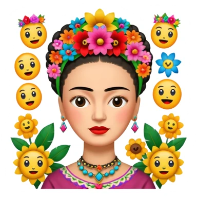 defferent emojis and emoticons in style of Frida Kahlo sticker