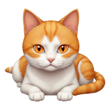 full body angry tiny short hair ginger and white cat with orange eyes lying down sticker
