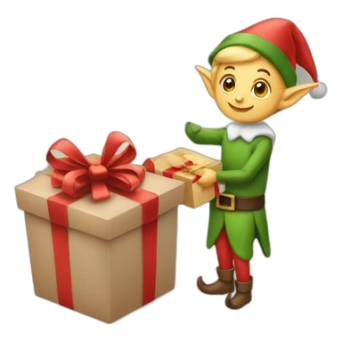 Elf delivering Christmas gift sticker