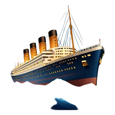 Draw the Titanic ship sailing at night with glowing lights & calm ocean waves. sticker