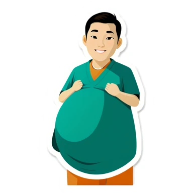 Pregnant asian male sticker