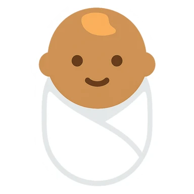 tanned baby wrapped in a white swaddle blanket color icon sticker