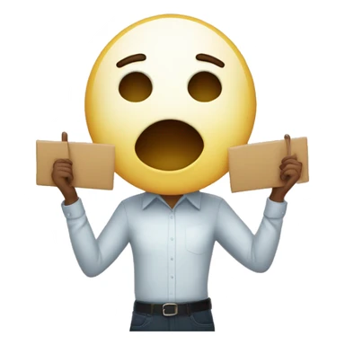 an emojie face holding up a sign that repeats the word "Ja" twice sticker