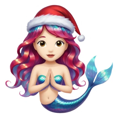 asian mermaid with christmass hat sticker