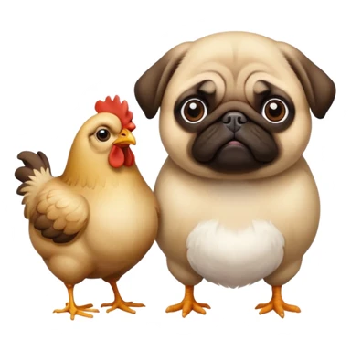 Pug and a chicken together  sticker