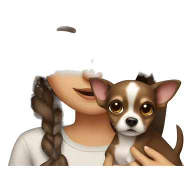 Brunette girl with chihuahua sticker