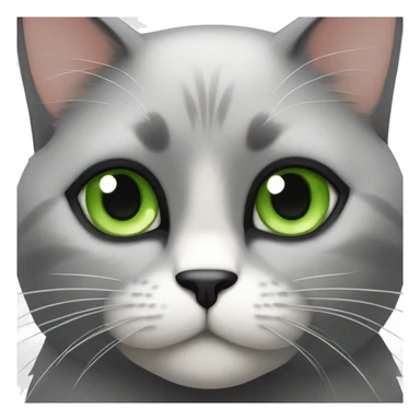 A black cat with green eyes with a black face, little white chin, with a white breast and white paws sticker