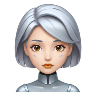 futuristic woman with metalic hair sticker