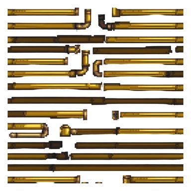 brass pipe in Minecraft style, pixel art, metallic brass color sticker