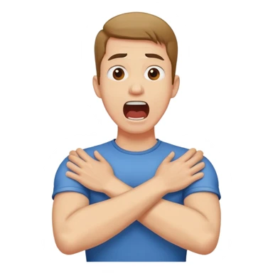 guy with crossed arms holding his neck screaming sticker