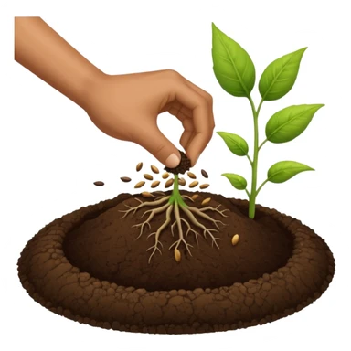 eine hand soll in die erde samen tun, ohne das nab abdere pflanzen sieht sticker