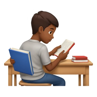 Boy sitting at school reading with his back to the camera sticker