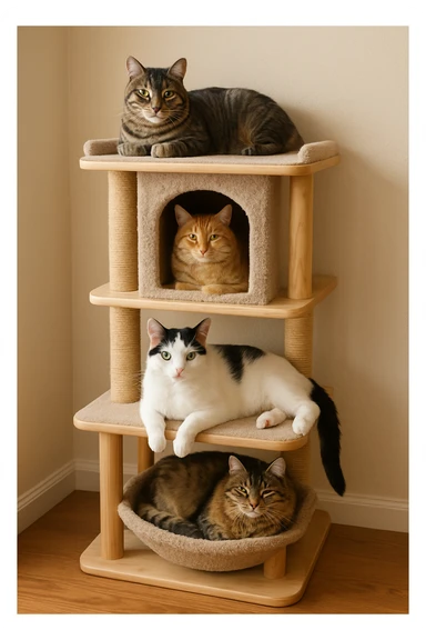 cats relaxing in a vertical playhouse sticker