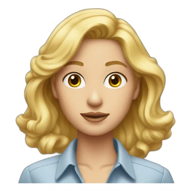 close up of blonde woman wearing a button up shirt sticker