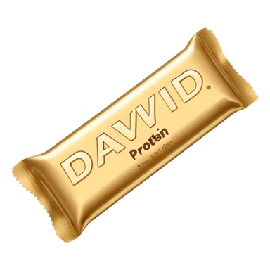 protein bar gold wrapper that says David on it  sticker