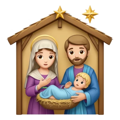 Pesebre con la virgen María San José y el niño Jesús sticker