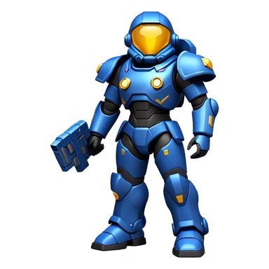 Clash of Clans aesthetic: Cinematic heroic Terran Marine Hero Emoji, rendered in a 3D vector-style similar to standard emojis with minimal shading and bold, simplified shapes. A compact, heroic isometric figure clad in futuristic power armor with signature energy accents, softly glowing with a cosmic battle charm. Simplified yet unmistakably iconic, highly detailed and consistent, glowing with a soft radiant shine and high gloss. Stylized with a touch of interstellar valor and a soft glowing outline, capturing the essence of an elite space warrior with a friendly, playful manner! sticker