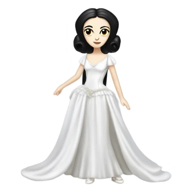 Tall realistic face teen Morticia Addams as Princess Leia in ruffled white-pearl ballet ball gown  sticker