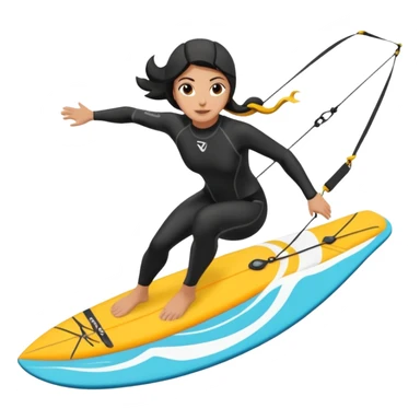 Surfista con neopreno negro largo en el mar haciendo kite surf y un loop sticker