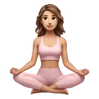 Aesthetic Ukrainian yoga girl with brown hair in light pink yoga outfit. Full body  sticker
