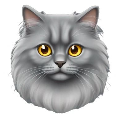 Persian gray cat with big fur and yellow/orange eyes sticker