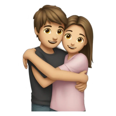 boy ans girl huging sticker