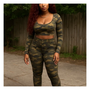 realistic full body camo baddie redbone sticker