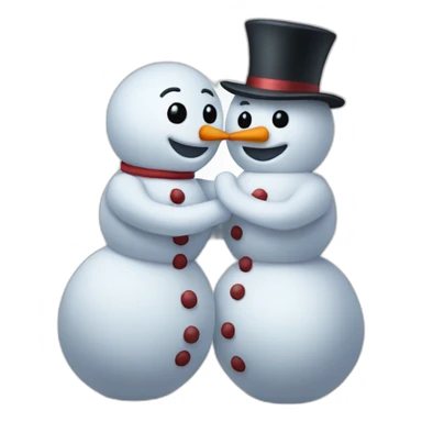 full body two snowmen kiss hug sticker