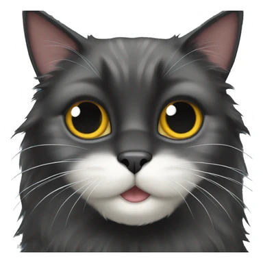 black cat domestic long-haired with white spot on the muzzle sticker