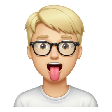 blond guy with glasses, with tongue out drooling sticker