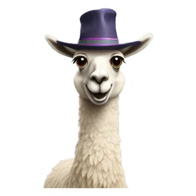 Llama with a hat sticker