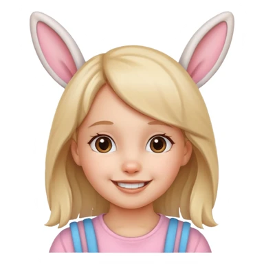 kid girl with bunny ears sticker