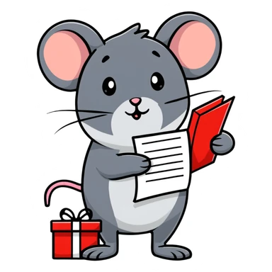 mouse with checklist and mini presents sticker