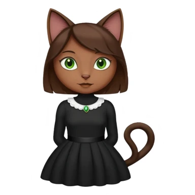 Cartoon female anthrophobic Black Cat with Brown hair sticker
