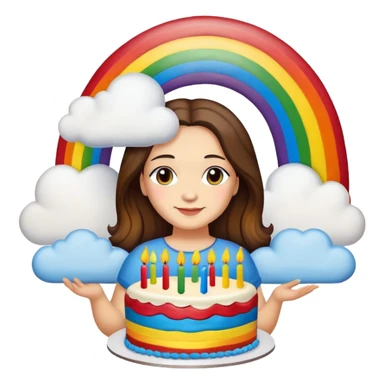 monalisa painting a rainbow birthday cake with clouds sticker
