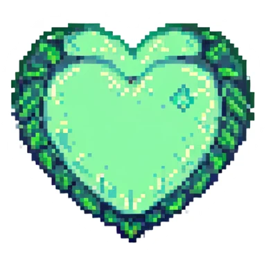 green heart, pixel art style sticker
