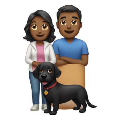 A couple and a black dog sticker