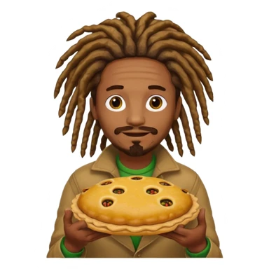 Man with dreadlocks holding a Jamaican beef patty  sticker