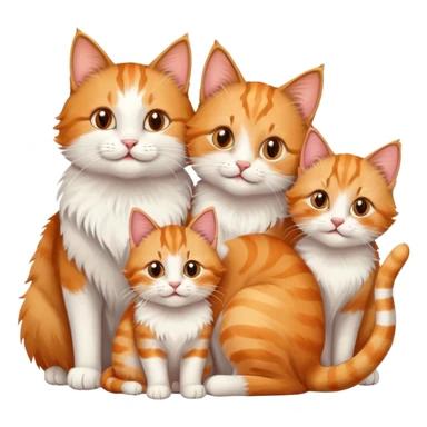 happy mom cat and happy dad cat with four happy kittens sticker